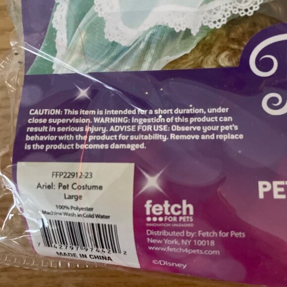 Disney Princess Ariel Little Mermaid Pet Costume Large Dog Halloween Apparel - Picture 6 of 6